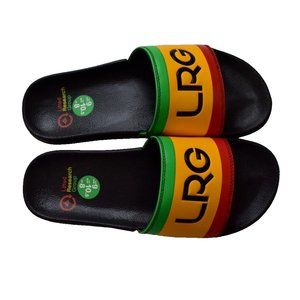Lifted Research Group LRG Mens Rasta Stipe Black Slides Sandals Shoes New 9